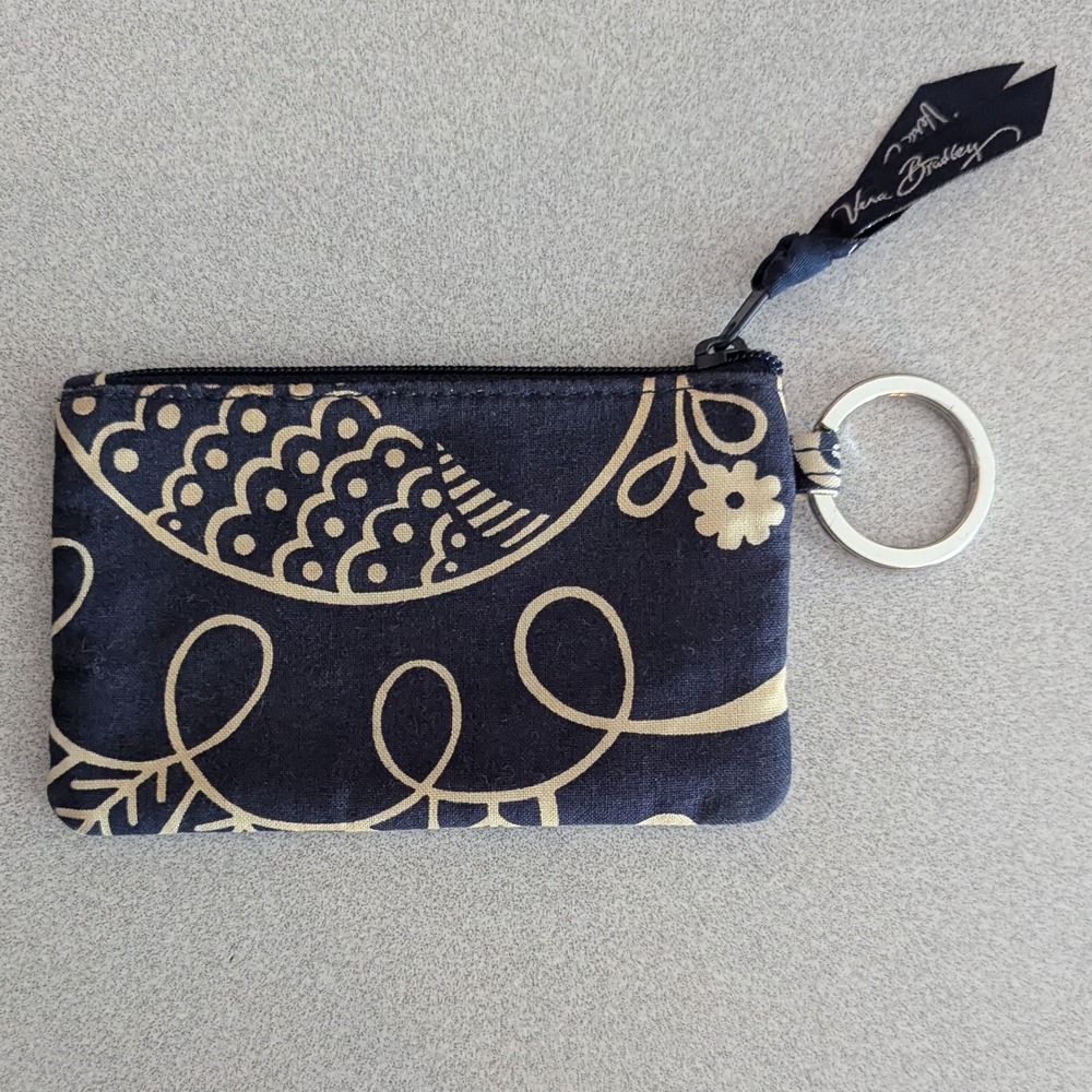 Vera Bradley Blue and Cream Wallet with Key Loop